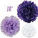 WOMHOPE® 15 Pack - 10 Inches Tissue Paper Pom Pom Flower Ball Pom-poms - Wedding Party Supplies Decorations Birthday Parties and Baby Showers Party Decorations Party Tissue Pom Poms (Light Purple)