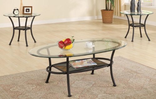3pc Metal Coffee Table Black Finish