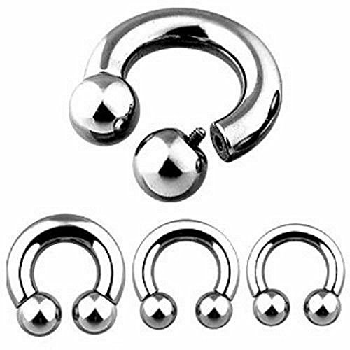 PAIR Internally Threaded Circular Barbells Horseshoes Pierced Body Jewelry 00g,0g,2g,4g,6g,8g,10g
