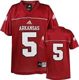 Arkansas Razorbacks Youth Red -No. 5- Replica Football Jersey