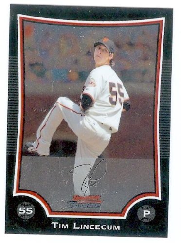 Tim Lincecum baseball card 2009 Topps Bowman Chrome #100 (San Francisco Giants)