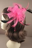 Bright coloured neon feather fascinator. In pink i-9017IMAGE