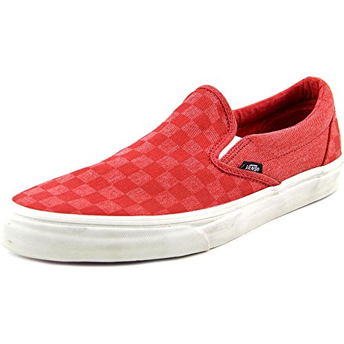 Vans Unisex Classic Slip-On (Overwashed) Tango Red/Checker Skate Shoe 12 Men US