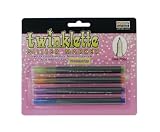 Uchida Twinklette Glitter Markers 4/Pkg, Blue, Orange, Violet, Yellowith Green