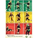 Bob Marley (Playing Soccer) Red, Yellow & Green Poster