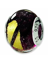 Sterling Silver Reflections Yellow/Purple/Black Italian Murano Bead