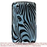 Blue with Black Zebra Face Snap on Hard Skin Faceplate Cover Case for Blackberry Curve 8520 8530