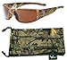 Hornz Brown Forrest Camouflage Polarized Sunglasses for Men Full Frame Wide Arms & Free Matching Microfiber Pouch â€“ Brown Camo Frame â€“ Amber Lens