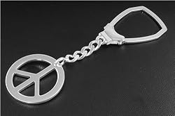 STERLING SILVER ITALIAN KEY CHAIN - PEACE SIGN 25MM