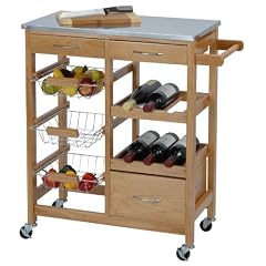 Exklusiver K�chenwagen aus Holz + Arbeitsplatte aus Metall