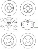 Produkt-Bild: Bremsen-Set! 4 Bremsscheiben + 8 Bremskl&ouml;tze vorne/Vordersachse und hinten/Hinterachse Ford Focus