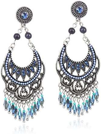 Paitse Jewelry Vintage Crystal Teardrop Earrings (Blue)