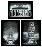 Mammut A30KBD03 - Kratzbild Silber - Bauwerke. 20 x 25.5 cm, 3er-Set
