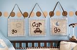 My Baby Sam Go Car Go 3 Piece Hanging Wall Art, Brown