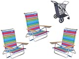 Rio Beach Wonder Wheeler Plus and a Set of 3 Rio Lay Flat 5 position Beach Chairs