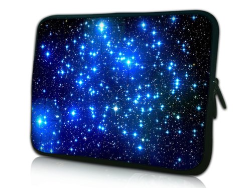 15 Inch Unremitting Universe With Twinkling Blue Stars Facsimile Sided Print Design Laptop Slipcase Bag Netbook Sleeve Deal with Notebook Carrying Case for Macbook Pro Vaio Acer Asus Dell HP Sony Toshiba
