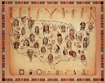 Native American tribes Map Art Print POSTER Indians - 20" x 16"