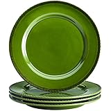 BonJour Dinnerware Sierra Pine 4-Piece Stoneware Dinner Plate Set, Forest