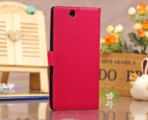 KABB New Arrival Litchi Grain Leather Folio Wallet Case With Stand for Sony Xperia Z Ultra L39h(with Card Slots & Money Pocket) 5 color (Rose)