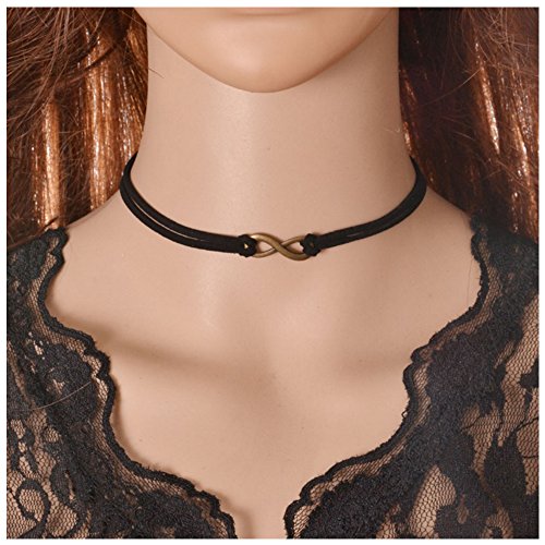 Topin® Punk Gothic Retro Black Lace Double Velvet Choker Necklace with 