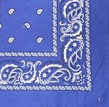 Bandanas by the Dozen (12 units per pack, 100% cotton) [Royal Blue Paisley]