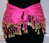 Hot Pink Belly Dance Skirt With Gold Coins (Great Gift Idea)