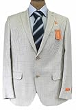 Tallia Mens 2 Button Cream Houndstooth Silk Wool Sport Coat Jacket