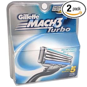 Gillette Mach3 Turbo-Gillette Refill Cartridges, 5ct (2 Pack)