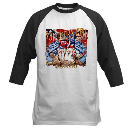 Artsmith, Inc. Baseball Jersey Southern Girl Rebel Flag With Guns Cowgirl