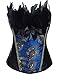 Miss Moly Satin Waist Cincher Boned Corset Bustier Feather Strapless Burlesque Peacock
