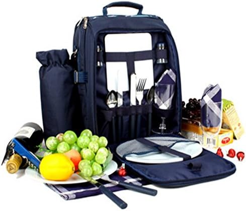 Apollowalker Picnic Bag Backpack for 2 Cutlery Set for Picnic, Outdoor, Sports, Hiking, Camping, Picnics, BBQs, Cooler P022 (Multi-Size,Blue Coffee) (A-Blue)