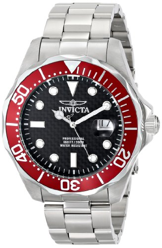 Invicta Men's 12565X Pro Diver Black Carbon Fiber Dial Stainless Steel Watch