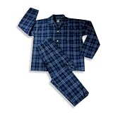Bert Pulitzer - Mens Long Sleeve Plaid Broadcloth Pajamas, Blue, Navy