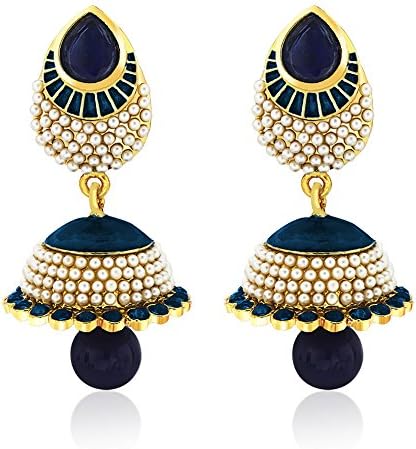 Viyari Twilight Blue Jhumki Bell Dangle Drop Earrings