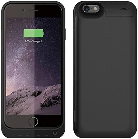 Crelander® Rechargeable External Back up Battery Cover Case Backup Pack Power Bank Charger Stand Case for iPhone 6 6S 4.7 inch(Black)