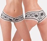 Ilusion Womens Sexy Low-rise Leopard Print Lacy Boxer Boyshort Hipster Panty BAROQ FLOWERS L