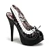 5 3/4 Inch Heel Sexy Maid Slingback Shoes High Heel Peep Toe Pumps Concealed Platform Scalloped Trim