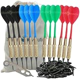 Set of Twelve 2ba 12gm Soft Tip Darts, 100 Black Dart Tips, & Dart Wrench
