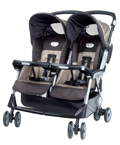 Peg Perego Aria Twin Light Weight One Hand Fold Stroller in Moka