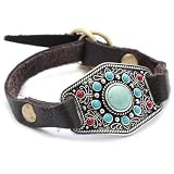 Lucky Brand Carved Silver Leather Wrap Cuff Br