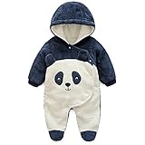 エルフ ベビー(Fairy Baby)ベビーカバーオール冬 新生児ロンパース着ぐるみ 前開きフード付き 長袖 パンダ 66cm