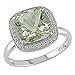 10k White Gold Green Amethyst and Diamond Ring,( title=
