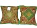 2 Green Gold Zardozi Indian Sari Throw Pillow Cushion Covers 16x16