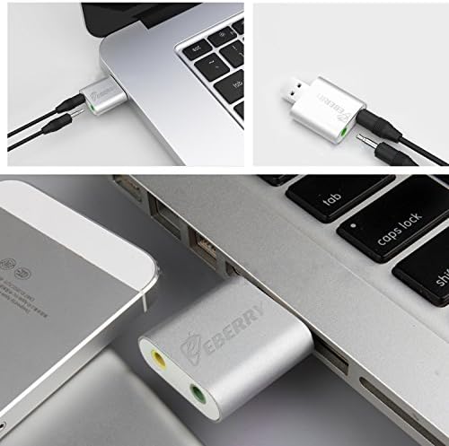 Audio Adapter Aluminum USB Sound Card for Window XP/Vista/7/8 Mac OS 8.6 or above Silver