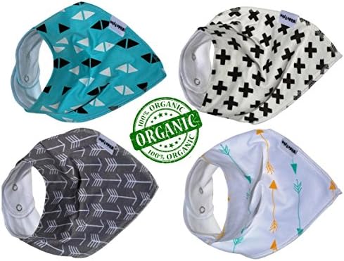 Wilde Tyke Baby Bandana Drool Bibs (100% Organic Cotton, 4 Pack) Cute Baby Gift Set for Boys &amp; Girls. Get Your Babies Happy Now! (Lovey Dovey)