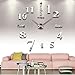 CoZroom Large Silver 3D Frameless Wall Clock Stickers DIY Wall Decoration for Living Room Bedroom