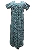 Kaftans Black Circular Print Cotton Caftan Dress Night Gown L / M