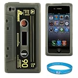 Smoke Cassette Tape Design Protective Rubberized Silicone Skin Cover Case for Verizon Wireless Newest Apple iPhone 4S Latest Generation 16GB 32GB and AT&T iPhone 4 + SumacLife TM Wisdom Courage Wristband