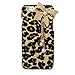 MIN KITTY Fashionable Leopard bow Animal Print three White Pearl Bow-knot Protective Shell back hard Case Cover for iphone 6 4.7inch +free microfiber cloth