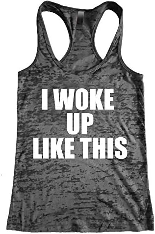 I Woke Up Like This Burnout Racerback Tank, Dark Gray, S